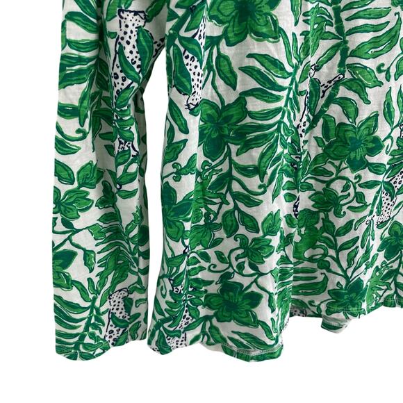 Lilly Pulitzer Etta Scoop Neck Top Fiddle Leaf Green Lil Escape Plan Womens XS - Picture 3 of 8